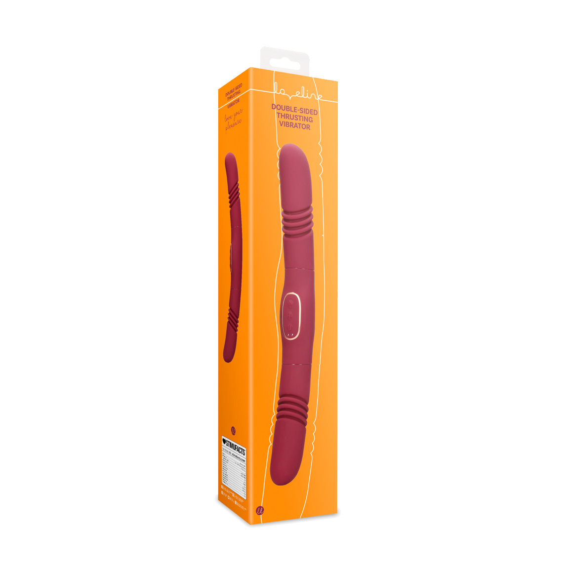 Двосторонній вібратор Loveline Double-Sided Thrusting Vibrator бордовий, 1 шт